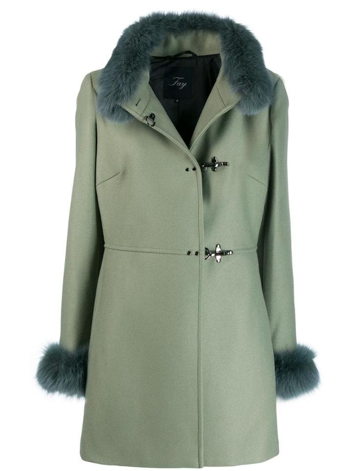 Fay Fur Details Coat - Green