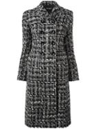 Dolce & Gabbana Tweed Midi Coat, Women's, Size: 40, Black, Silk/cotton/acrylic/wool