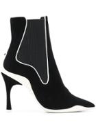 René Caovilla Ribbed Side Ankle Boots - Black