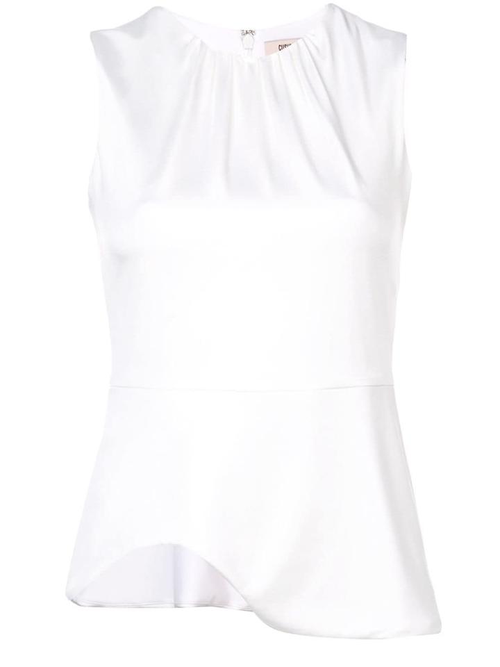 Cushnie Curved Peplum Hem Top - White