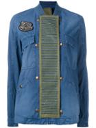 Mr & Mrs Italy - Embellished Panel Bomber Jacket - Women - Cotton - 44, Women's, Blue, Cotton