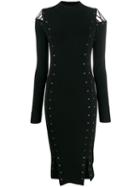 Mcq Alexander Mcqueen Knitted Eyelet Fitted Dress - Black