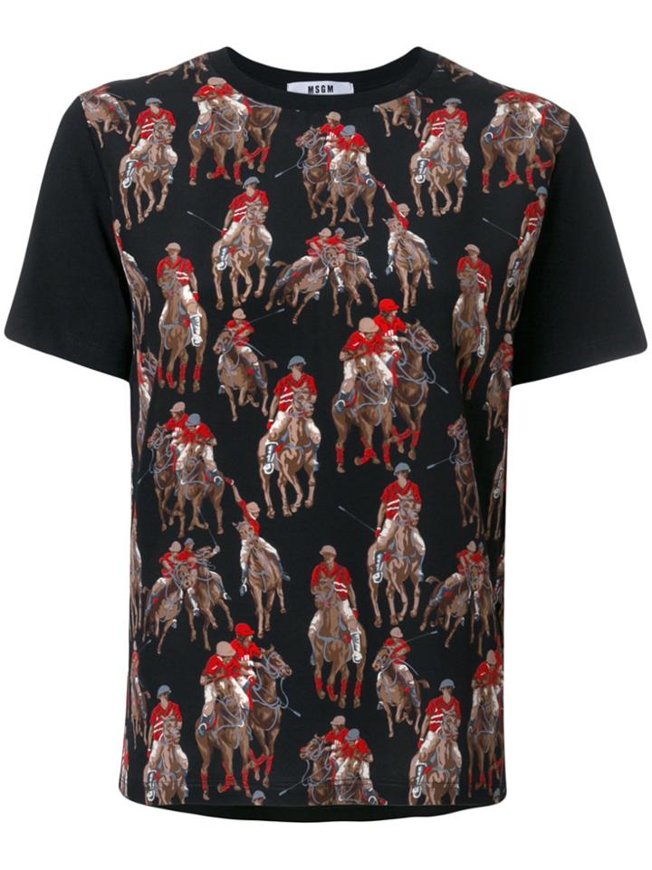Msgm Polo Print T-shirt - Black