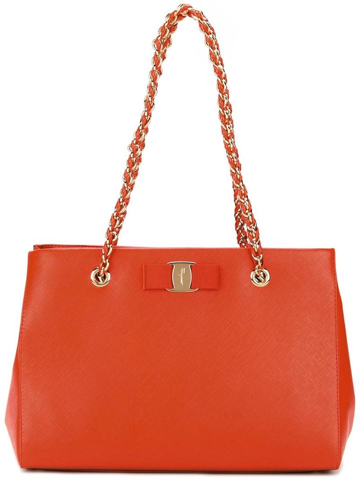 Salvatore Ferragamo 'vara' Tote, Women's, Yellow/orange, Calf Leather/metal (other)