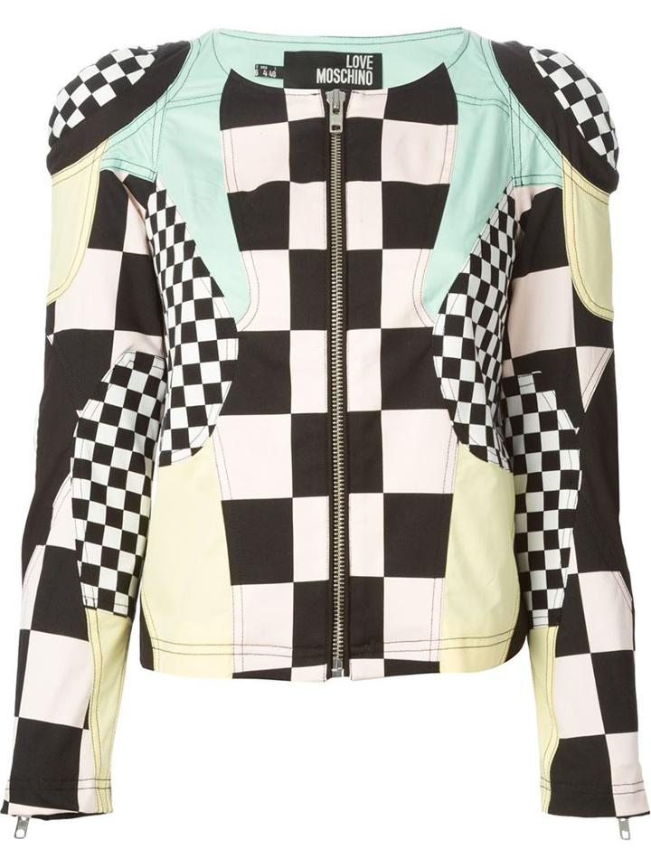 Love Moschino Patchwork Jacket, Women's, Size: 42, Black, Cotton/spandex/elastane/spandex/elastane