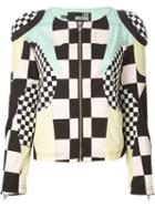 Love Moschino Patchwork Jacket, Women's, Size: 42, Black, Cotton/spandex/elastane/spandex/elastane