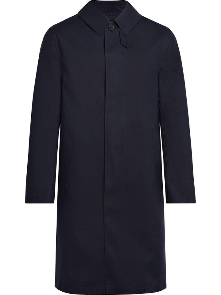 Mackintosh Navy Bonded Cotton 3/4 Coat Gr-001d - Blue