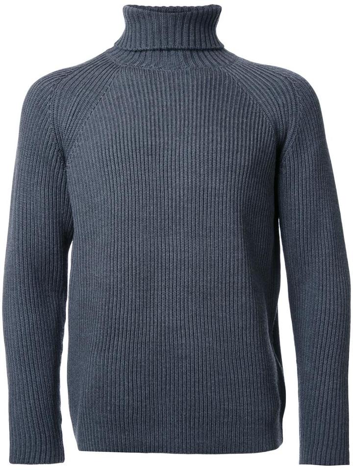 H Beauty & Youth Roll Neck Jumper, Men's, Size: Medium, Grey, Wool