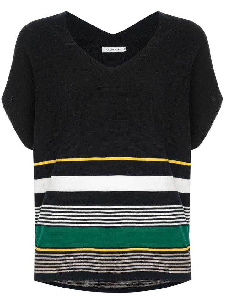 Guild Prime Colour-block Short-sleeve Sweater - Blue