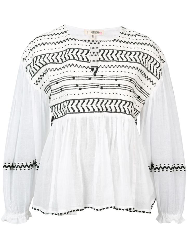 Lemlem Maya Embroidered Blouse - Neutrals