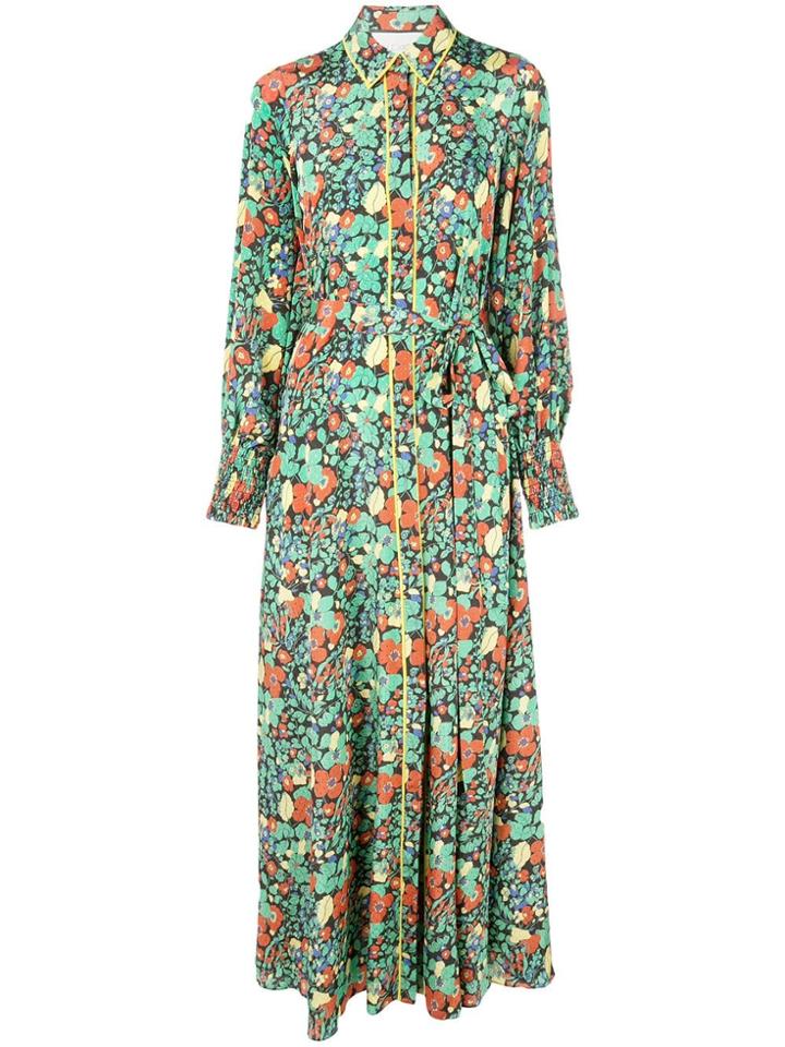 Alexis Long Floral Print Dress - Green
