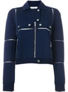 Courrèges Panelled Biker Jacket, Women's, Size: 40, Blue, Polyamide