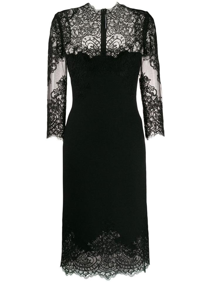 Ermanno Scervino Lace Panel Square Neck Dress - Black