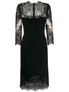 Ermanno Scervino Lace Panel Square Neck Dress - Black