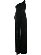 Jonathan Simkhai Ruffled Jumpsuit, Women's, Size: 8, Black, Polyester/acetate