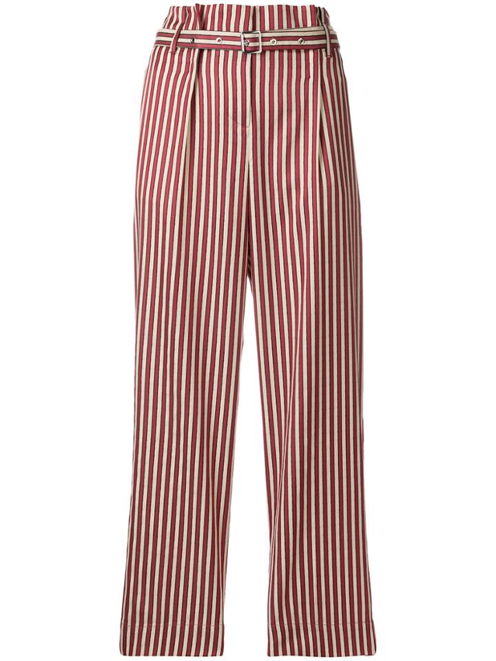 Giorgio Armani High-waisted Striped Trousers - Red