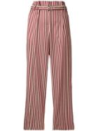 Giorgio Armani High-waisted Striped Trousers - Red