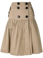Burberry Vintage Double Breasted Gathered Skirt - Nude & Neutrals
