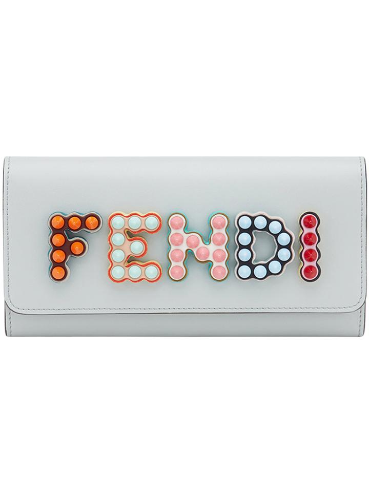 Fendi Studded Logo Wallet - Grey
