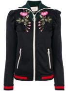 Gucci - Floral Zip Jacket - Women - Cotton/polyester - Xs, Black, Cotton/polyester