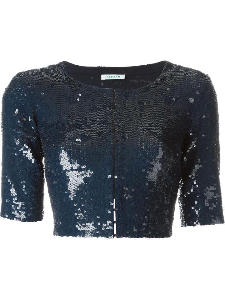 P.a.r.o.s.h. Sequin Bolero Jacket, Women's, Size: L, Blue, Polyamide/spandex/elastane/pvc