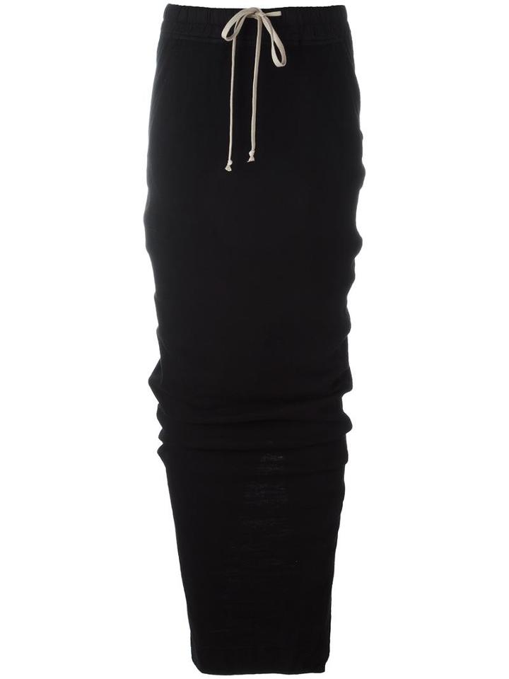 Rick Owens Drkshdw Draped Detail Maxi Skirt, Women's, Size: Large, Black, Cotton