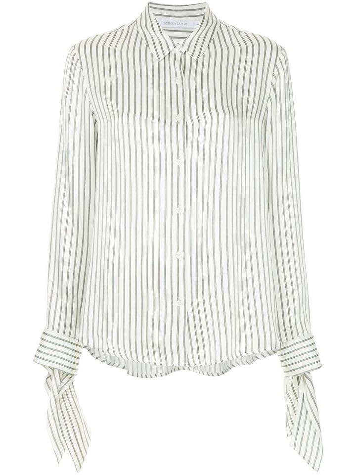 Nobody Denim Silk Cuff Shirt Fine Stripe - White