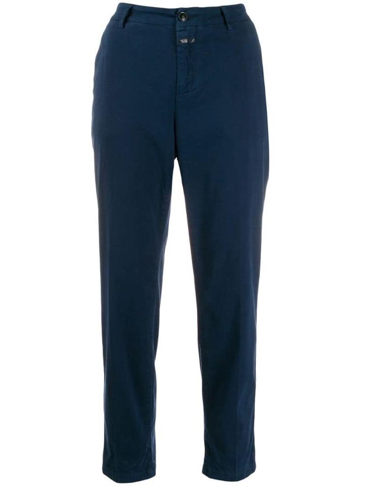 Closed Cropped Straight-leg Trousers - Blue