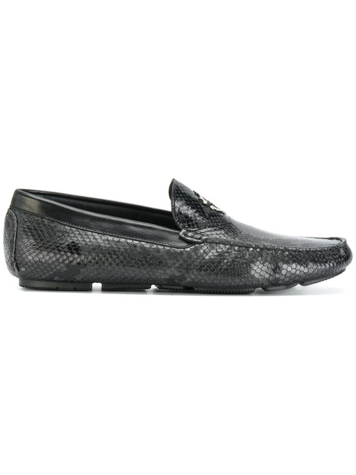 Roberto Cavalli Snakeskin Effect Loafers - Grey