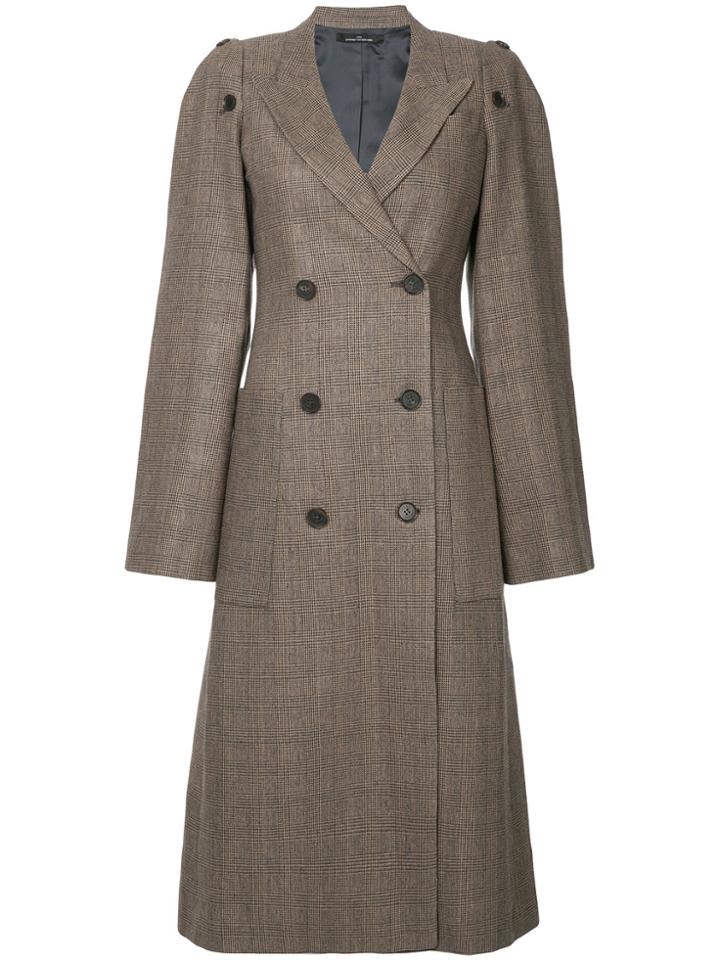 Rokh Removable Sleeve Checked Coat - Brown
