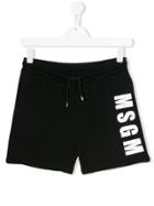 Msgm Kids Teen Logo Print Shorts - Black