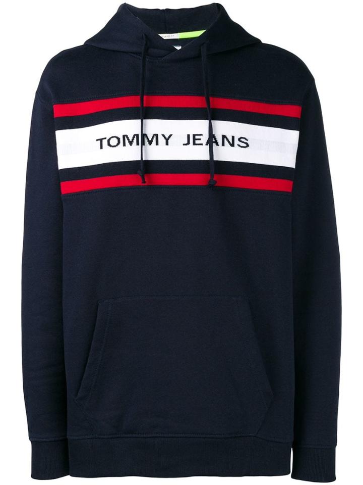 Tommy Jeans Logo Print Hoodie - Blue