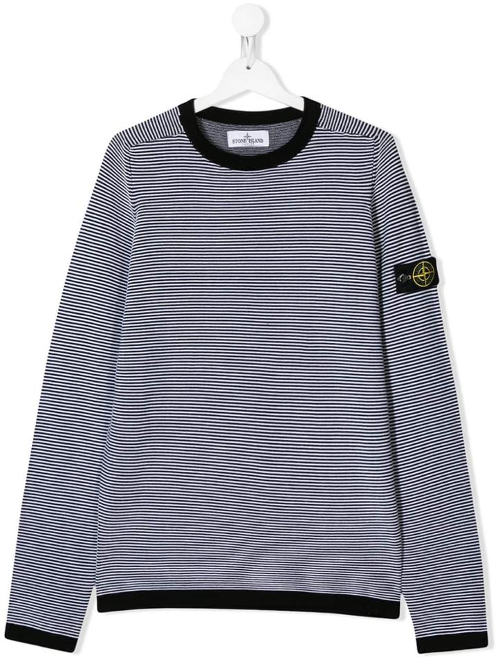 Stone Island Junior Teen Striped Knitted Jumper - Black