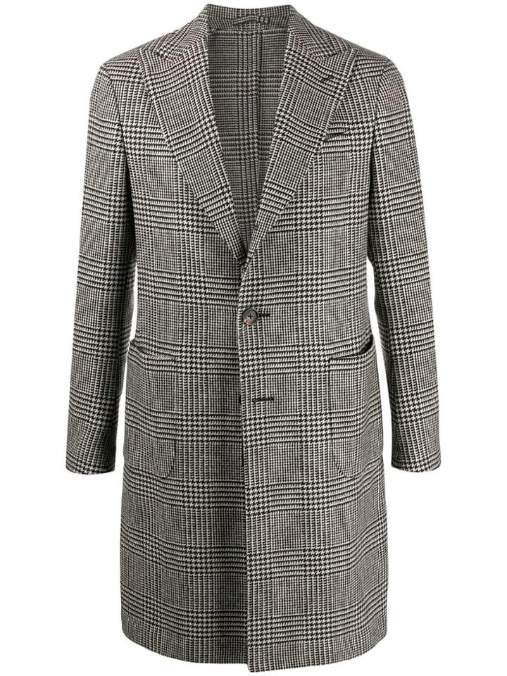 Dell'oglio Houndstooth Check Coat - Black