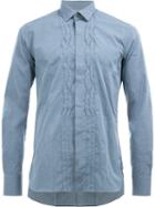 Lanvin Pleated Crease Casual Shirt, Men's, Size: 42, Blue, Cotton
