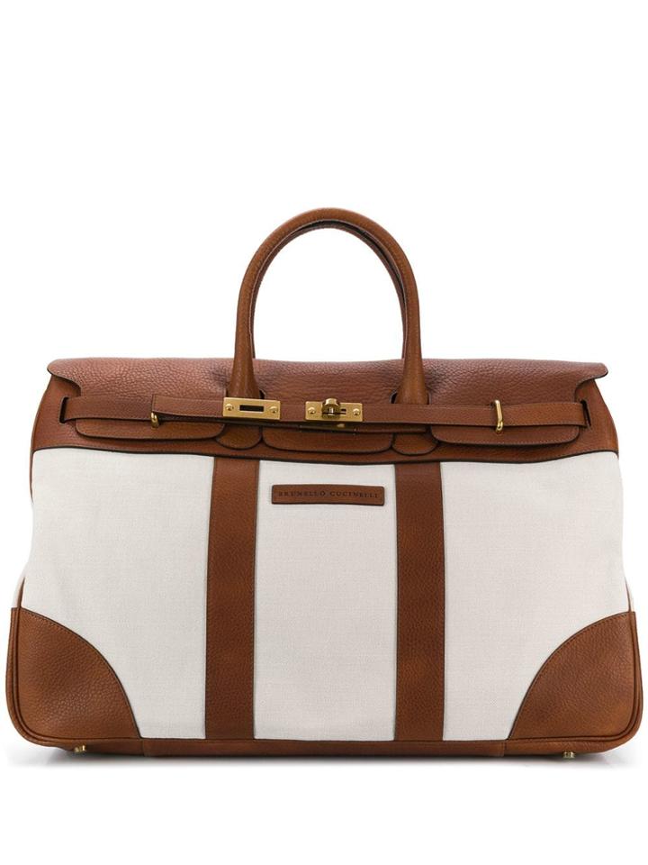 Brunello Cucinelli Two-tone Luggage Tote - Neutrals