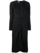Marni Ruched V-neck Dress, Women's, Size: 42, Black, Silk/acetate
