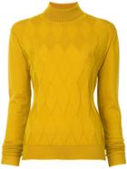 Zambesi Diamond Textured Turtleneck Sweater - Yellow & Orange