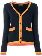 Chinti & Parker Stripe Trim V-neck Cardigan - Blue