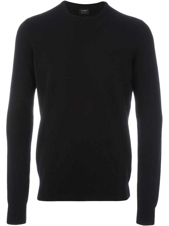Jil Sander Crew Neck Jumper, Men's, Size: 46, Black, Cashmere