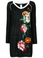 Twin-set - Floral Embroidered Sweater - Women - Polyamide/wool/alpaca - S, Black, Polyamide/wool/alpaca