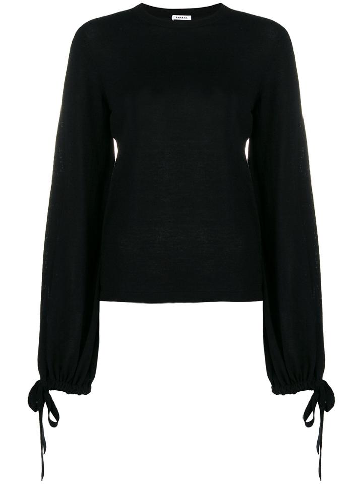 P.a.r.o.s.h. Tie Sleeve Lightweight Sweater - Black