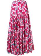 La Doublej Geometric Peasant Skirt - Pink & Purple