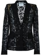 Moschino Lace Fitted Jacket, Women's, Size: 46, Black, Polyamide/rayon