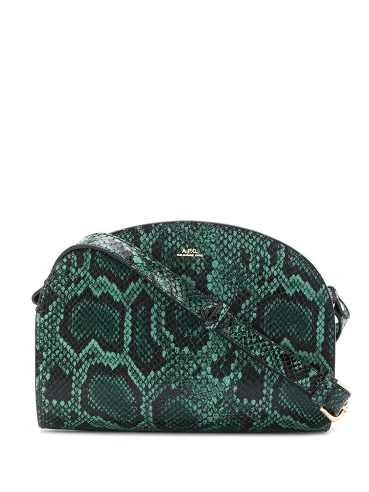 A.p.c. Snake-effect Shoulder Bag - Green