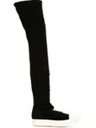 Rick Owens Thigh High Sneaker Boots, Women's, Size: 38.5, Black, Sheep Skin/shearling/leather/rubber