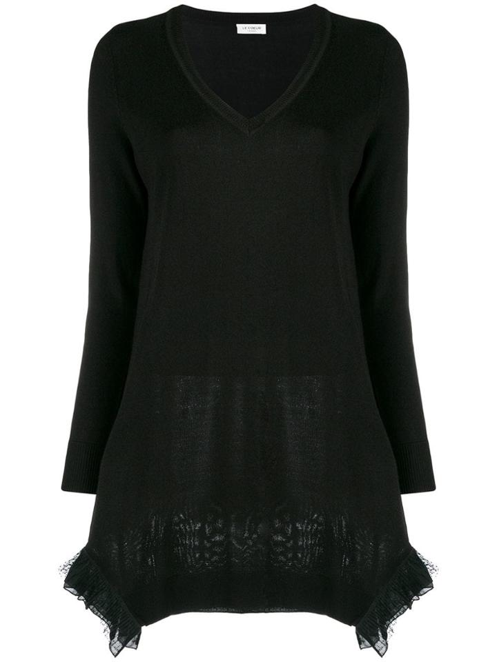 Twin-set V-neck Sweater Dress - Black