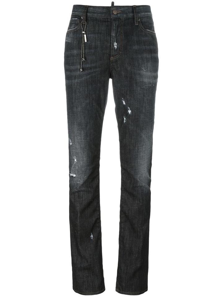 Dsquared2 Los Angeles Chain Trim Jeans, Women's, Size: 40, Black, Cotton/spandex/elastane/polyester