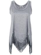 Marco De Vincenzo - Fringe Sleeveless Top - Women - Cotton/acetate - 38, Grey, Cotton/acetate