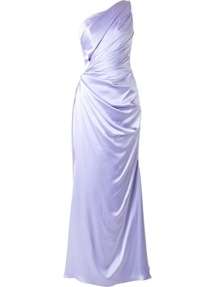 Romona Keveza One Shoulder Liquid Satin Gown - Pink